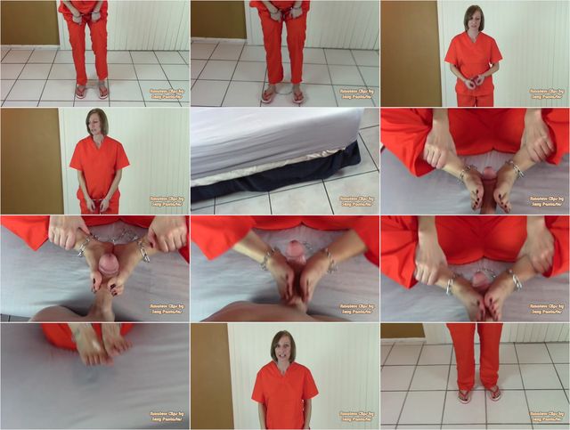 POV Footjob given to Warden while in Ankle Shackles for Cum on Feet HD Preview