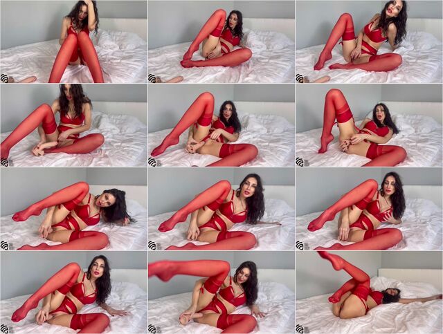 Pretty woman in red underwear cums in 4k Preview