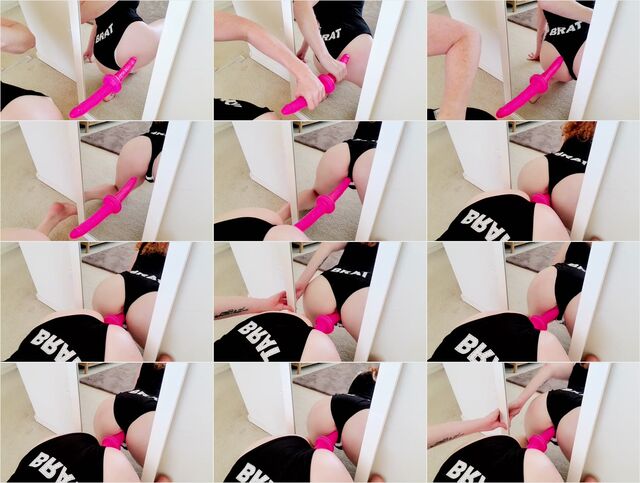 Naughty Brat Teases Peeping Dad with Mirror Dildo Fucking 1080p Preview