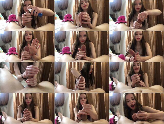 Handjob by sweet Russian 18 years sis has ended by Cumshot 1080p Preview