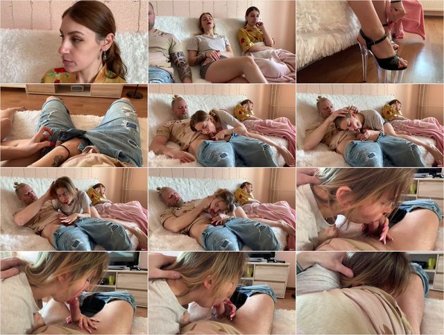 Slutty Daughter Sucked Dads Cock while Family was Watching TV 4k Preview