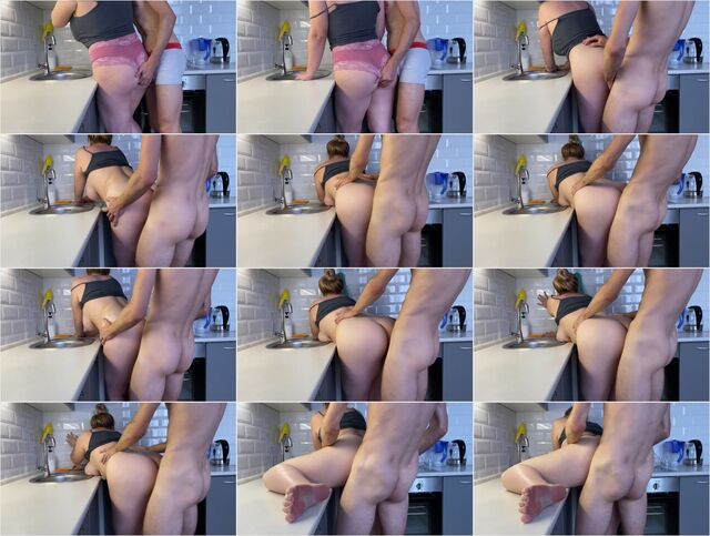 Hot Blonde Sister Fucks while Washing Dishes 4k Preview