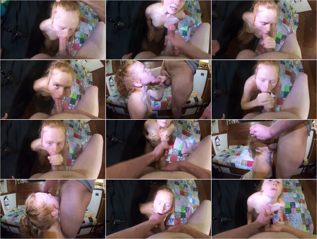 Amateur Redhead with Blue Eyes gives Sloppy Head Preview