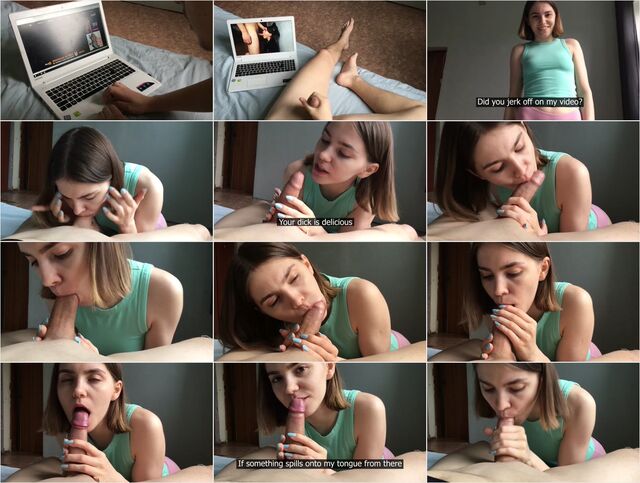 Caught Brother for Jerk off on her Porn and Give him a Birthday Blowjob 1080p Preview
