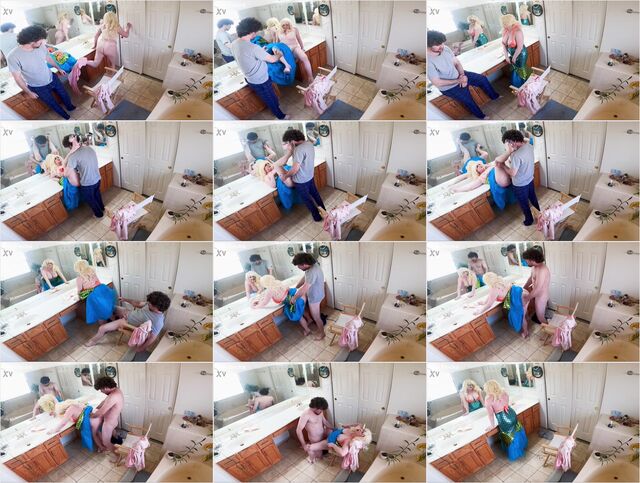 Son caught on camera being more than just helpful with mom dressing in the bathroom 4k Preview