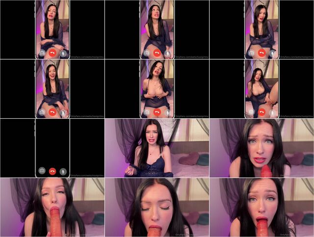 a video call with your girlfriend ends with your cock in her mouth Preview